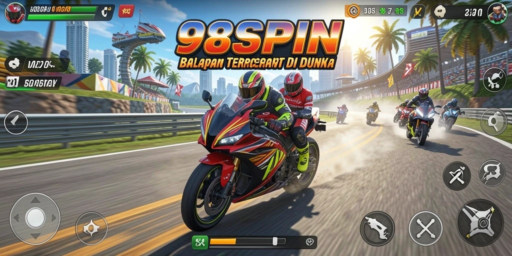 Gameplay seru dalam balapan motor yang mendebarkan.