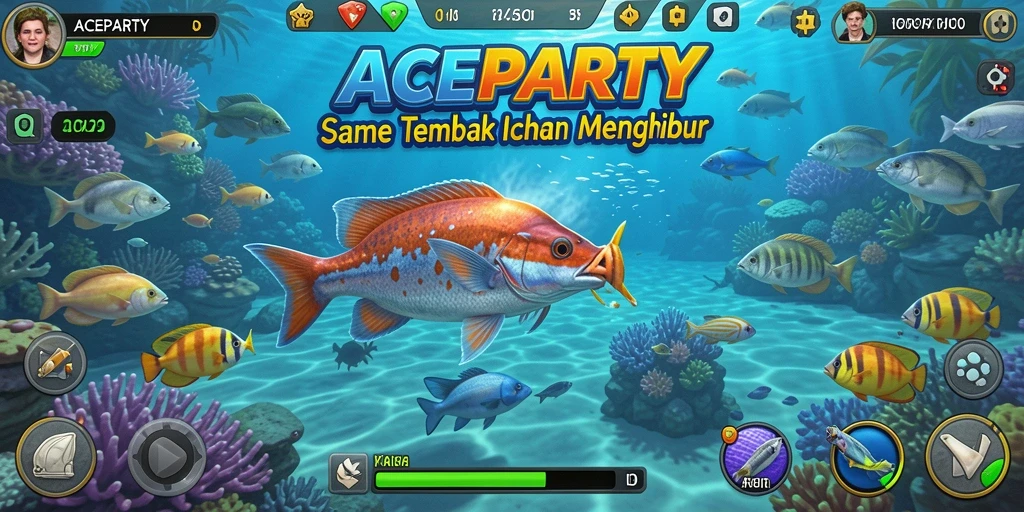 Tampilan gameplay seru dalam ACEPARTY saat menembak ikan.