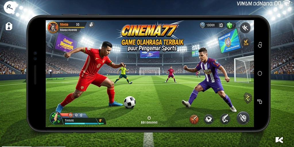 Tangkapan layar gameplay CINEMA77 dengan aksi seru di lapangan olahraga.