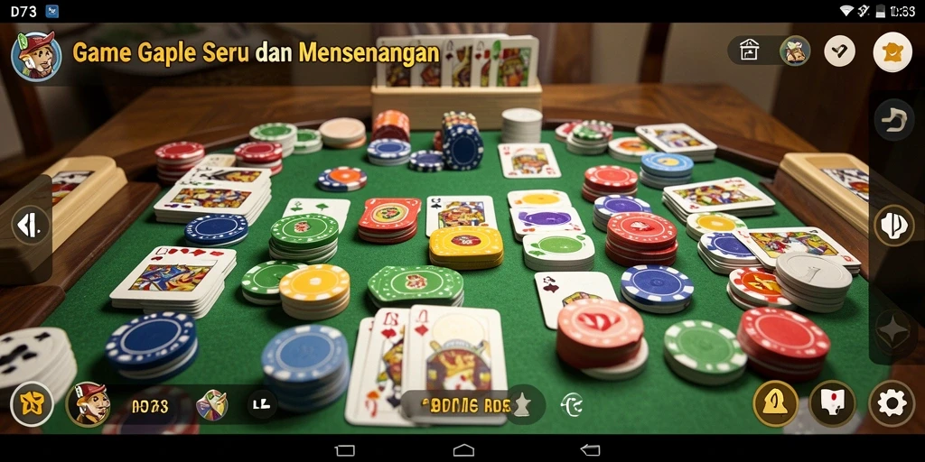 Screenshot D73 menunjukkan permainan Gaple yang seru dan menarik.