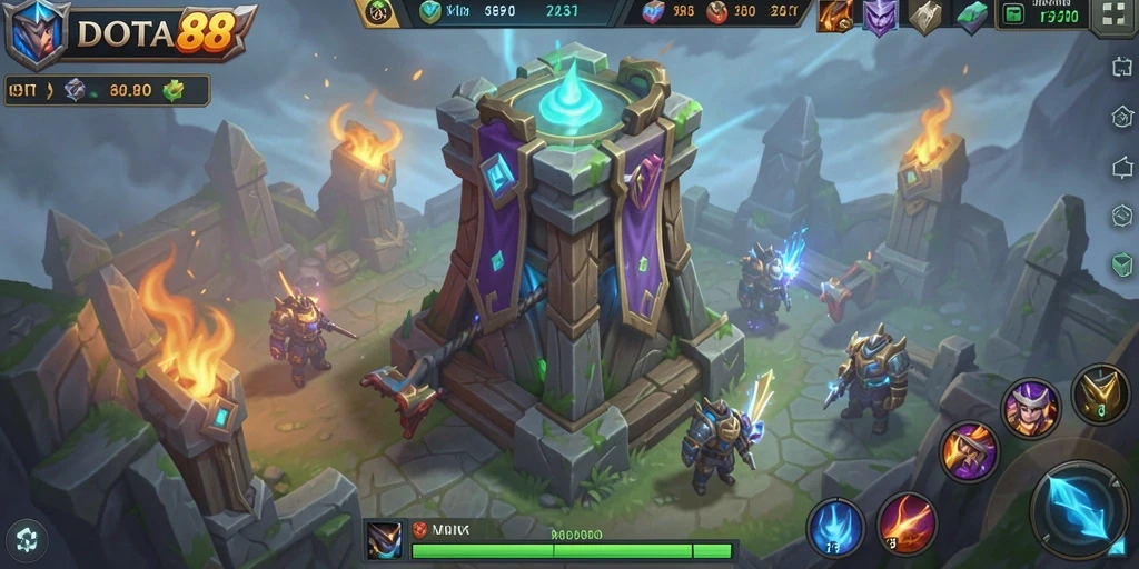 Tangkapan layar DOTA88 menampilkan gameplay seru Tower Defense.