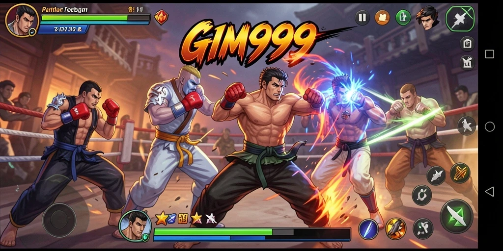 Screenshot GIM999 menampilkan aksi pertarungan yang mendebarkan.