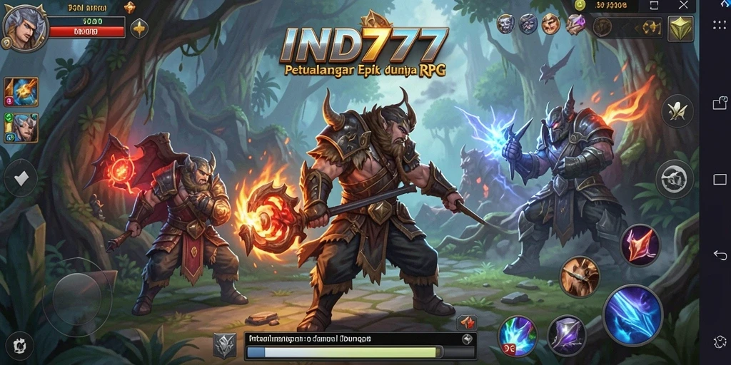 Tampilan aksi seru dalam permainan RPG IND777.