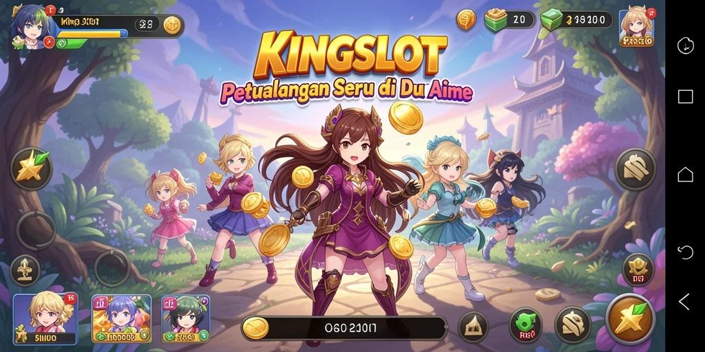 Tampilan gameplay KINGSLOT yang penuh aksi dalam dunia anime.