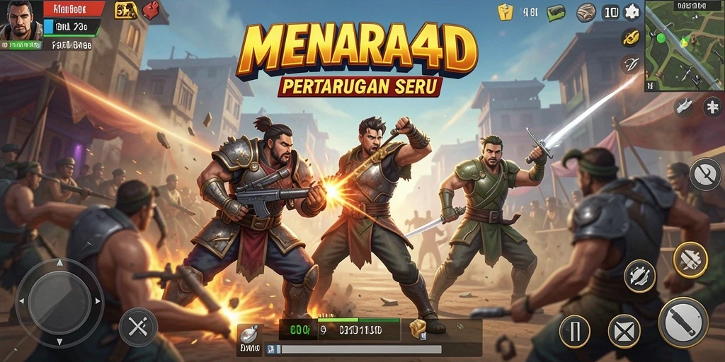 Tangkapan layar dari gameplay MENARA4D yang penuh aksi.