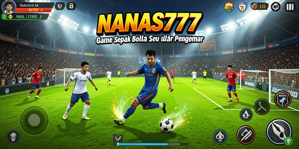 Screenshot gameplay NANAS777 menampilkan aksi sepak bola yang mendebarkan.
