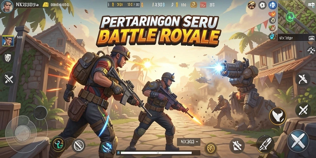 Screenshot gameplay NX303 dengan aksi Battle Royale yang seru.