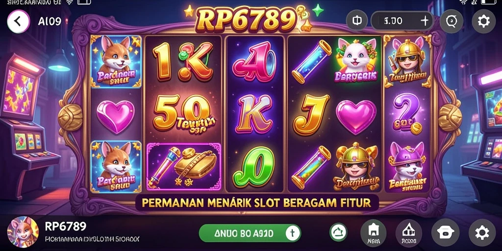 Screenshot permainan RP6789 menampilkan gameplay slot yang penuh warna.