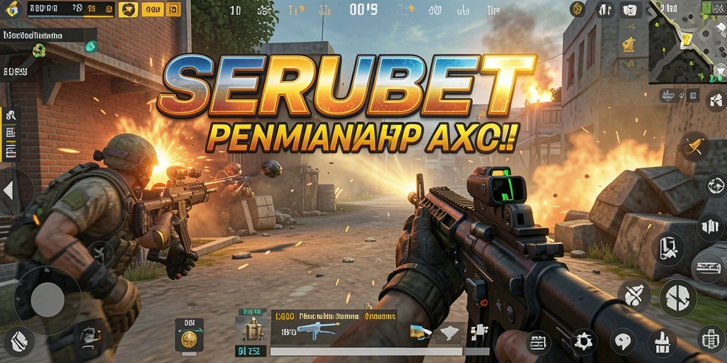 Tampilan seru gameplay di SERUBET dengan aksi menembak yang intens.